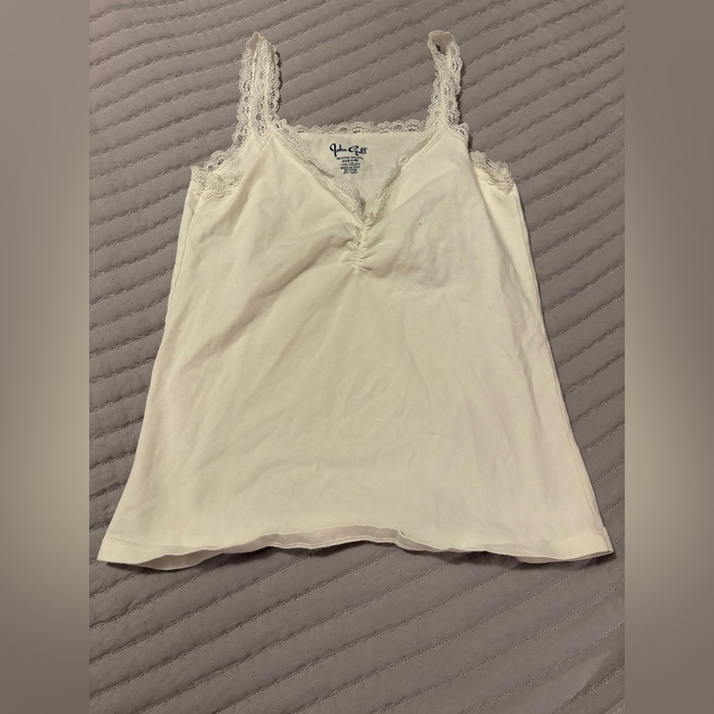 Brandy Melville/John Galt White Lace Trim Tank Top